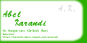 abel karandi business card
